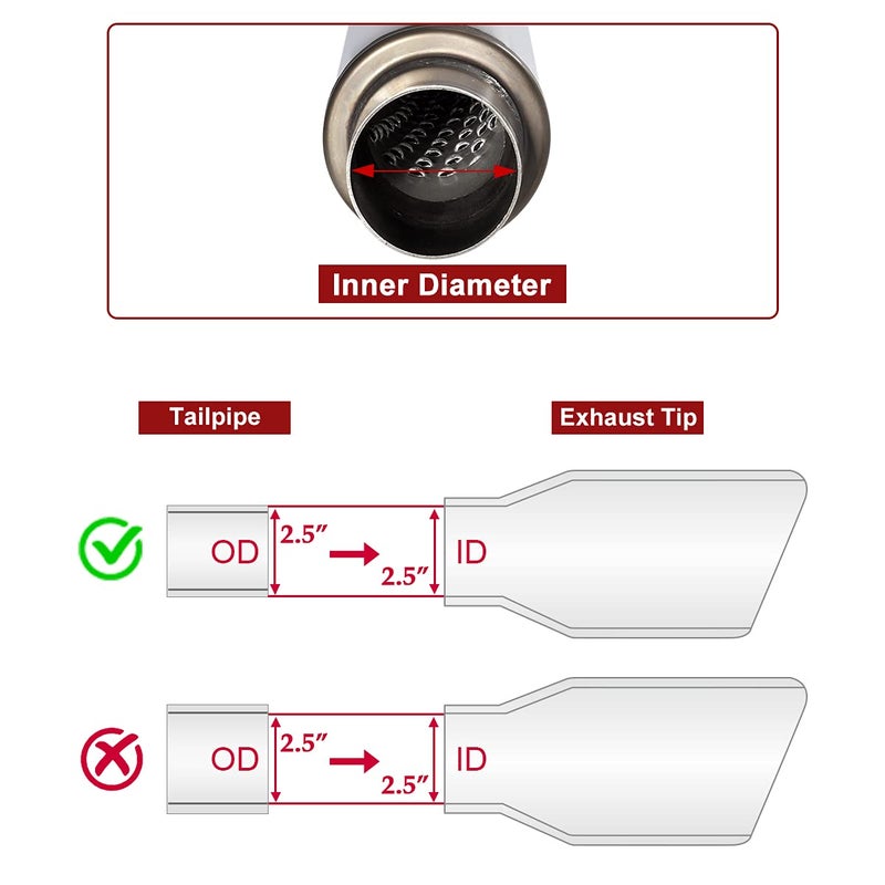 Upower مخمد عادم مدخل 2.5 بوصة من يوباور 2 1/2" مخمد رنين 3.5" دائري بطول جسم 18" وطول إجمالي 22" صوت معتدل من الفولاذ المقاوم للصدأ مخمد رنين عالمي - Image 3